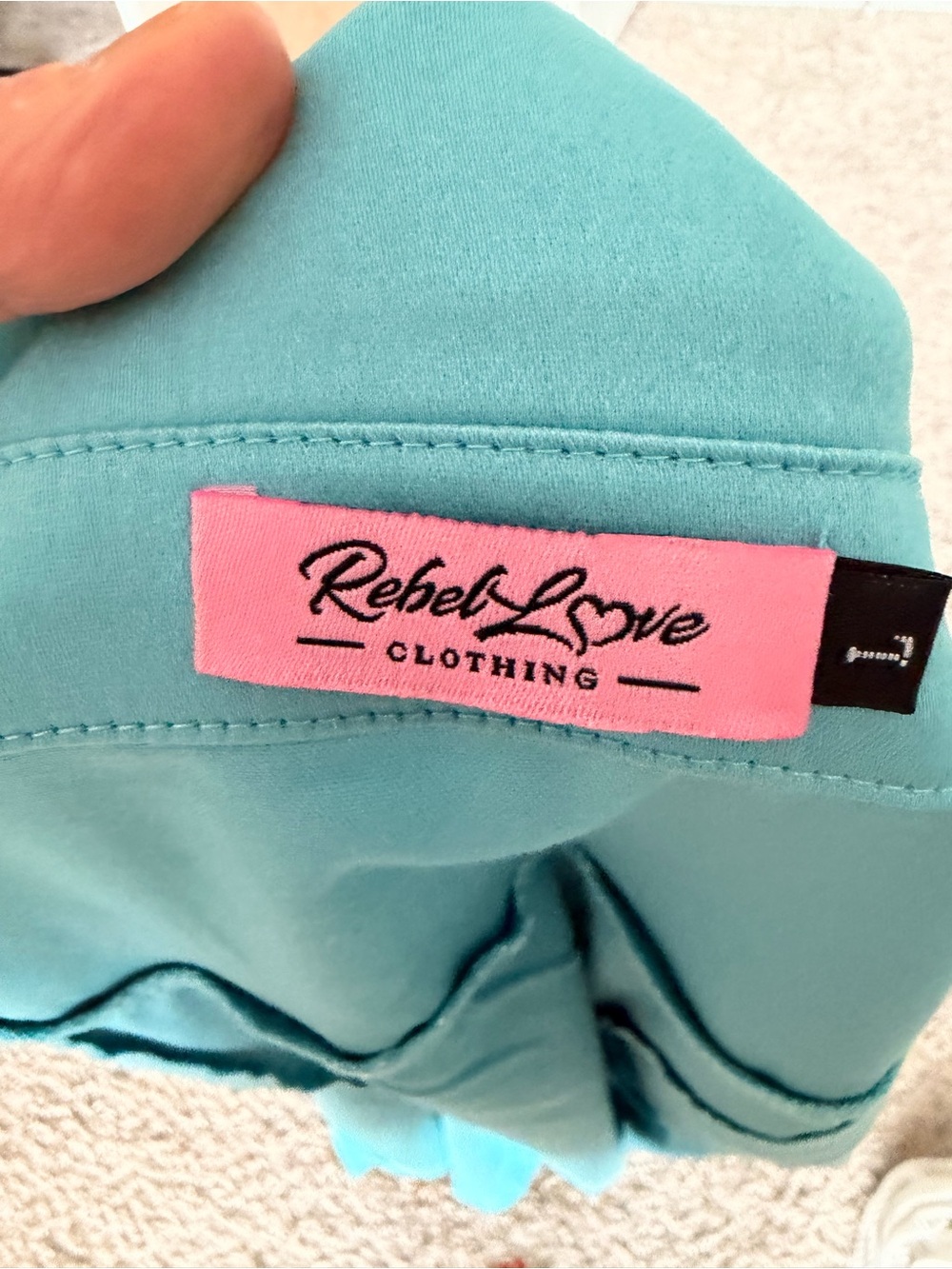Turquoise Short-Sleeve Western-Inspired Pinup Mini Dress - Picture 3 of 4